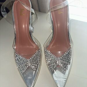 designer style heels with crystal bows